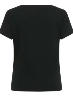 T-shirt slim Alma en coton noir avec logo blanc imprimé et col rond large