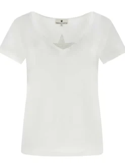 T-shirt Tarissa Icon blanc uni avec une coupe droite col v et à manches courtes