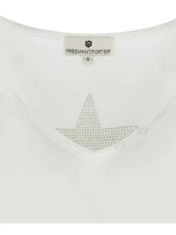 T-shirt Tarissa Icon blanc uni avec une coupe droite col v et à manches courtes