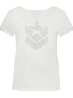 T-shirt Tarissa Icon blanc uni avec une coupe droite col v et à manches courtes