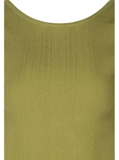 T-shirt tilleul côtelé avec une coupe près du corps col rond et manche 3/4