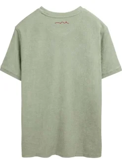 T-shirt vert à coupe droite pourvu d'un col rond et de manches courtes