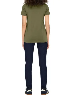T-shirt vert 0 coupe droite pourvu d'un col v et de manches courtes