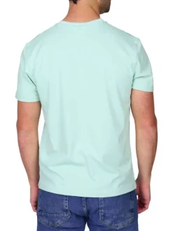T-shirt vert d’eau uni avec une coupe droite et des manches courtes