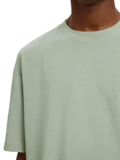T-shirt vert d'eau uni coupe ample avec un col rond et des manches courtes