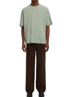 T-shirt vert d'eau uni coupe ample avec un col rond et des manches courtes