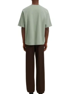 T-shirt vert d'eau uni coupe ample avec un col rond et des manches courtes