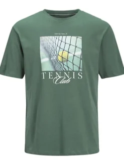 T-shirt vert fantaisie en coton col rond