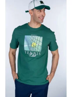 T-shirt vert fantaisie en coton col rond