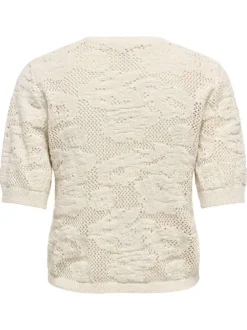 T-shirt vert rayé coupe droite col V à manches courtes en lurex