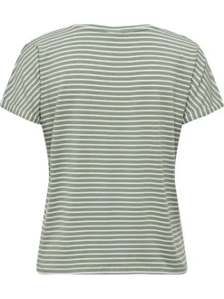 T-shirt vert à rayures avec une coupe droite et un col rond