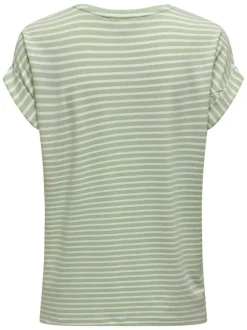 T-shirt vert à rayures horizontales avec une coupe ample et un col rond