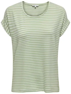 T-shirt vert à rayures horizontales avec une coupe ample et un col rond