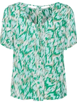 T-shirt vert tacheté avec une coupe droite col rond et à manches courtes