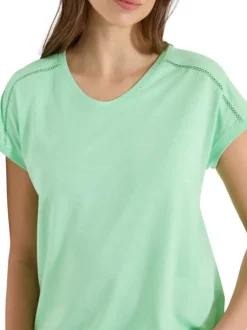 T-shirt vert uni avec coupe droite et des manches courtes élastiquées