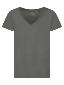 T-shirt vert uni avec une coupe droite et des manches courtes