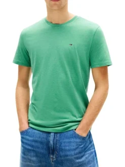T-shirt vert uni avec une coupe droite et des manches courtes