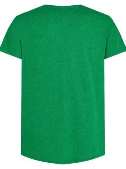 T-shirt vert uni à coupe droite, col rond et à manches courtes