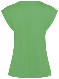 T-shirt vert uni pourvu d'une coupe ajustée et de manches courtes