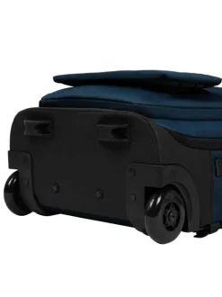 Valise bleue unie à roulettes pourvue d'une poignée télescopique