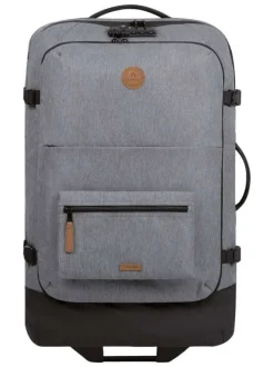 Valise gris clair unie avec anses et plusieurs compartiments zippés