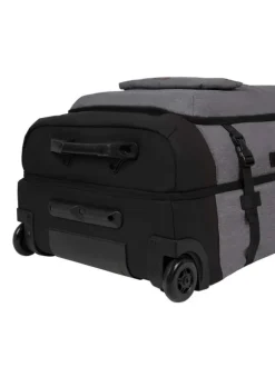 Valise gris clair unie avec anses et plusieurs compartiments zippés