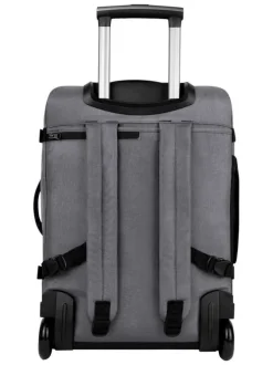 Valise gris clair unie avec plusieurs poches zippées et anse