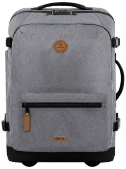 Valise gris clair unie avec plusieurs poches zippées et anse