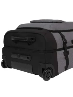 Valise gris unie à roulettes pourvue d'une fermeture zippée et à code