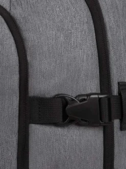 Valise gris unie à roulettes pourvue d'une fermeture zippée et à code