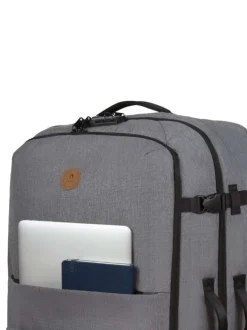 Valise gris unie à roulettes pourvue d'une fermeture zippée et à code