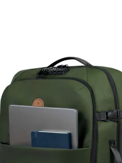 Valise kaki unie souple avec anses et patchs marron de la marque