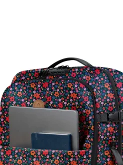 Valise noire à imprimé fleuri avec zips et anses de transport