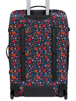 Valise noire à imprimé fleuri avec zips et anses de transport
