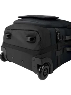 Valise noire unie avec anse de transport et fermetures zippées