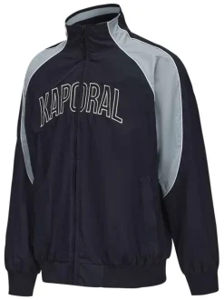 Veste bleue marine uni à col montant avec le nom de la marque