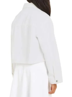 Veste en jean en better coton initiative blanc avec coupe courte et col français