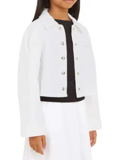 Veste en jean en better coton initiative blanc avec coupe courte et col français