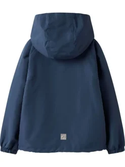 Veste imperméable marine unie pourvue d'une capuche et de manches longues