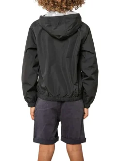 Veste imperméable noire unie pourvue d'une coupe droite et d'une capuche