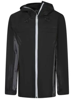 Veste imperméable technique noire unie pourvue d'une fermeture zippée