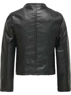 Veste perfecto noire unie à coupe ajustée, col à revers et à manches longues