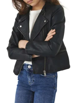 Veste perfecto noire unie à coupe ajustée, col à revers et à manches longues