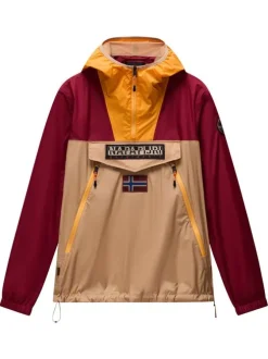 Veste bordeaux unie avec une coupe droite et un col à capuche