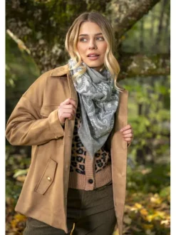 Veste camel unie pourvue d'un col à rabats et de manches longues