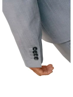 Veste de costume ajustée gris clair chinée fermée par 2 boutons