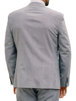 Veste de costume ajustée gris clair chinée fermée par 2 boutons