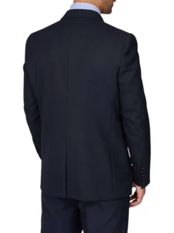 Veste de costume en laine mélangée bleue marine unie à coupe ajustée