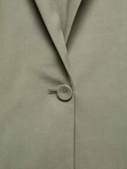 Veste de costume vert d'eau unie avec une coupe droite et un col cranté