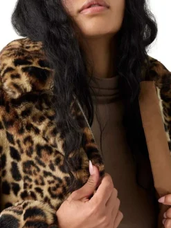 Veste en coton avec un imprimé léopard all-over et un col à revers